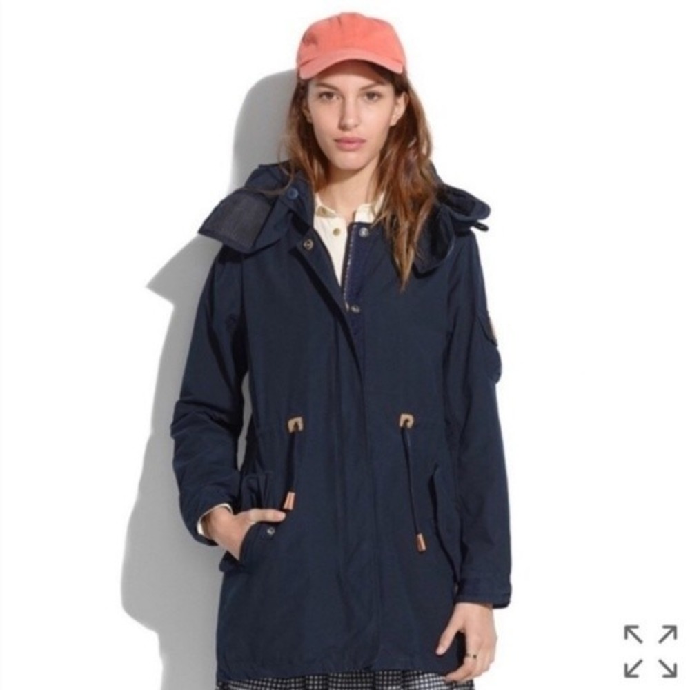Madewell x Penfield Hazleton Parka Navy drawstring preppy utility jacket Small‎